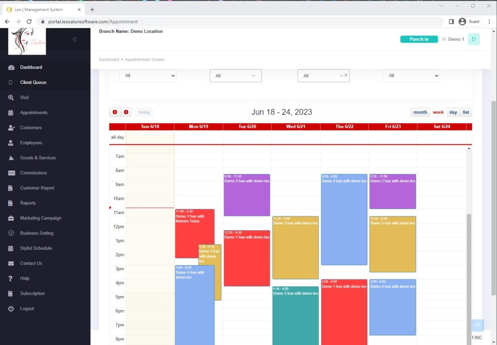Leo Salon Software Appointment